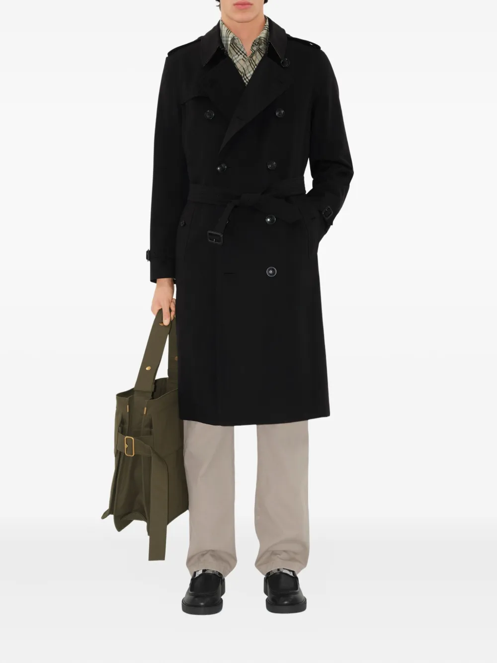 Тренчкот BURBERRY двубортный с поясом, черный — фото 2