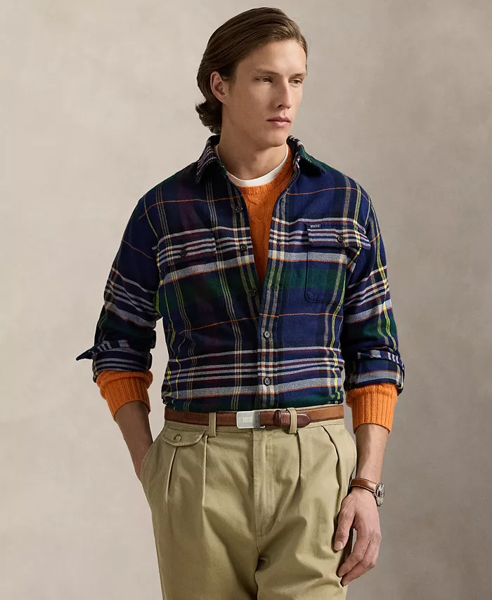 

Мужская классическая клетчатая фланелевая рабочая рубашка с начесом Polo Ralph Lauren, мультиколор