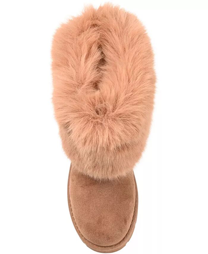 Женские сапоги Shanay Lug Sole Faux Fur для холодной погоды Journee Collection, коричневый/бежевый — фото 4