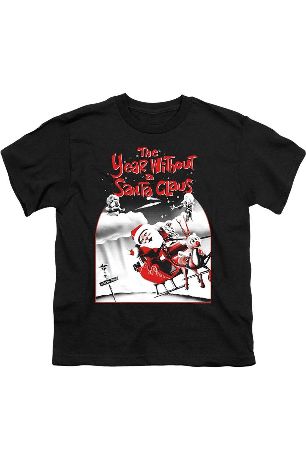 

Футболка детская с коротким рукавом "Год без Санты" с постером Gildan, черный