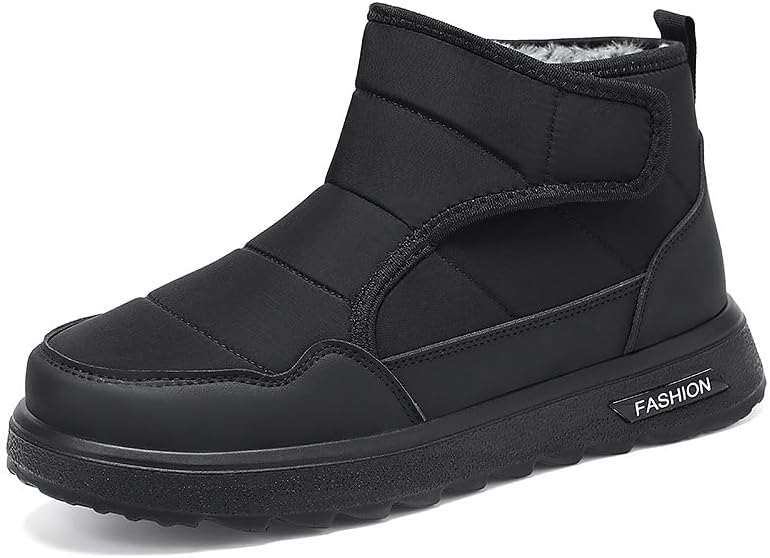 

Мужские зимние сапоги Hhhchpm, водонепроницаемые, с меховой подкладкой, теплые ботинки до щиколотки, на липучке, с удобной обувью для прогулок на улице, черный