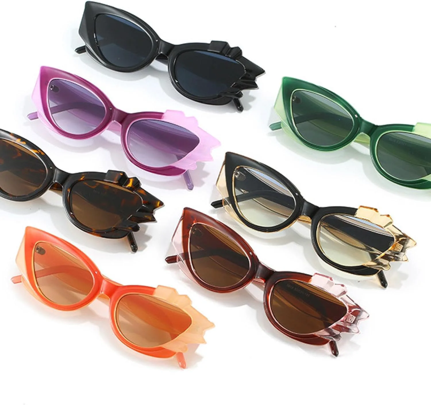 

Панк-очки «кошачий глаз» в модном стиле для женщин, роскошная маленькая оправа, оранжевые, трендовые, с защитой от УФ-излучения UV400 VVTWSSW, Brown-brown