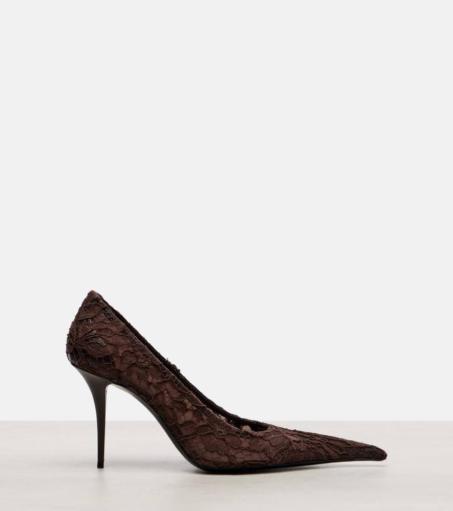 Туфли-лодочки Thierry 95 из тюлевого кружева Saint Laurent, Lace Brown — фото 4