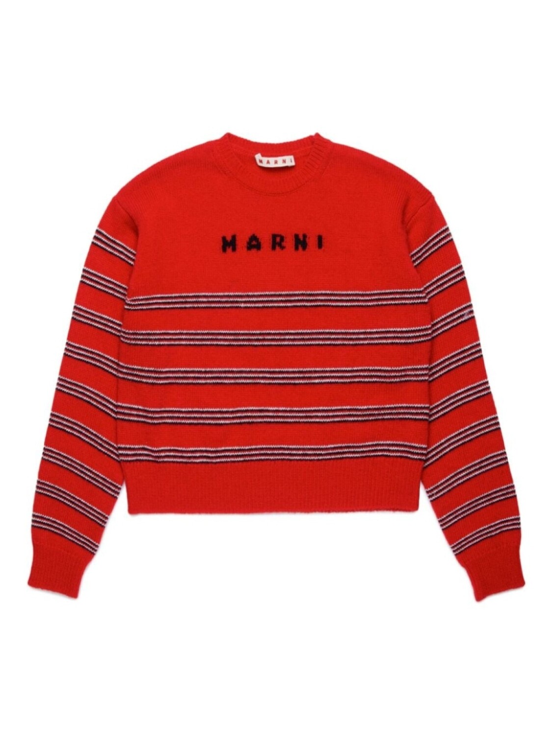 

Marni Kids полосатый джемпер с круглым вырезом, красный