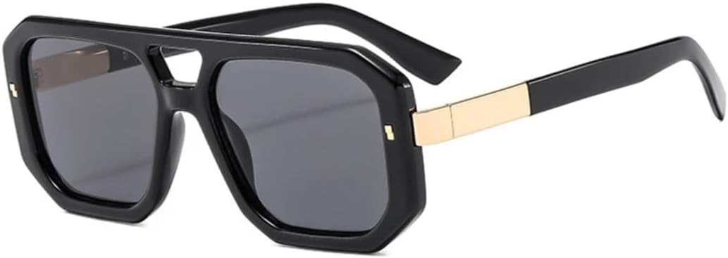 

Женские солнцезащитные очки с двойной перемычкой, в стиле ретро, ​​прозрачные градиентные линзы, защита от УФ-излучения UV400; мужские солнцезащитные очки с заклепками VRTRFFTR, Black Grey