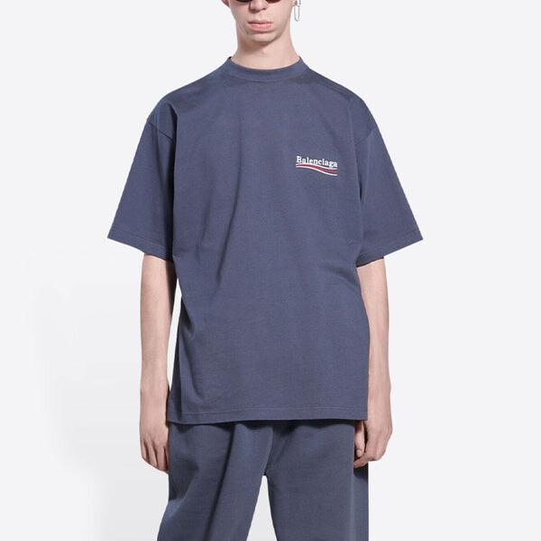 Футболка political campaign t-shirt large fit 'dark grey' Balenciaga, серый — фото 4
