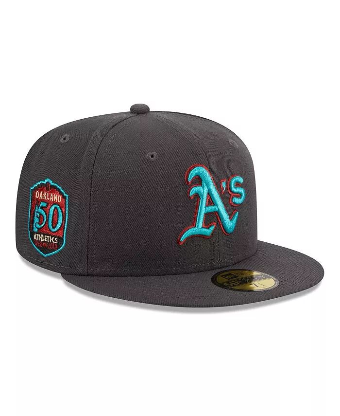 

Мужская графитовая кепка Oakland Athletics Print Undervisor 59FIFTY Fitted Hat New Era