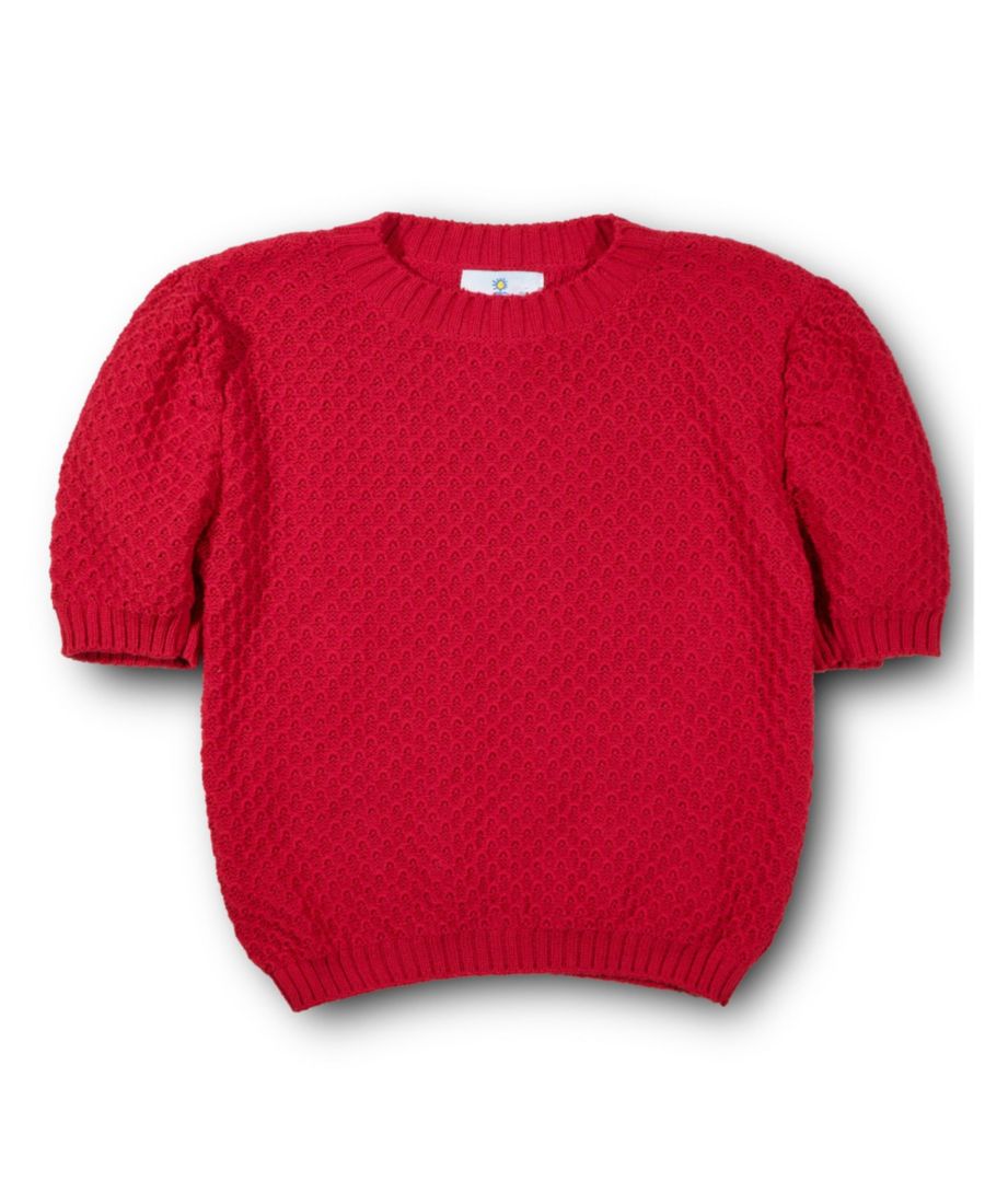 

Красный короткий свитер для девочек с пышными рукавами Florence Eiseman, No Color