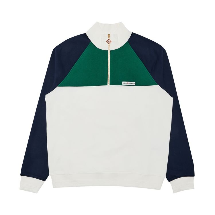 

Толстовка Casablanca 1/4 Zip Colorblock Sweatshirt Green/Navy/White, зеленый