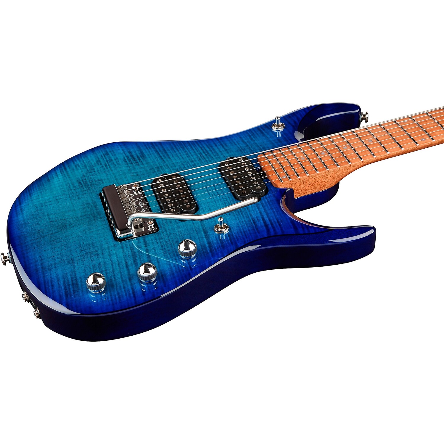 

Ernie Ball Music Man JP15 Roasted Flame Maple Top 7-струнная электрогитара Cerulean Paradise