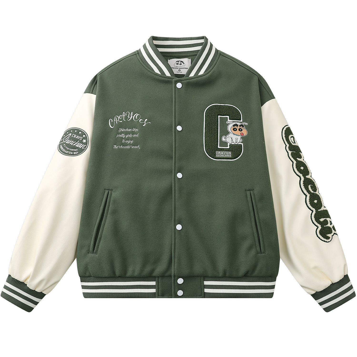 

Crayon Shinchan Бейсбольная куртка унисекс, Gray Green[Basic]