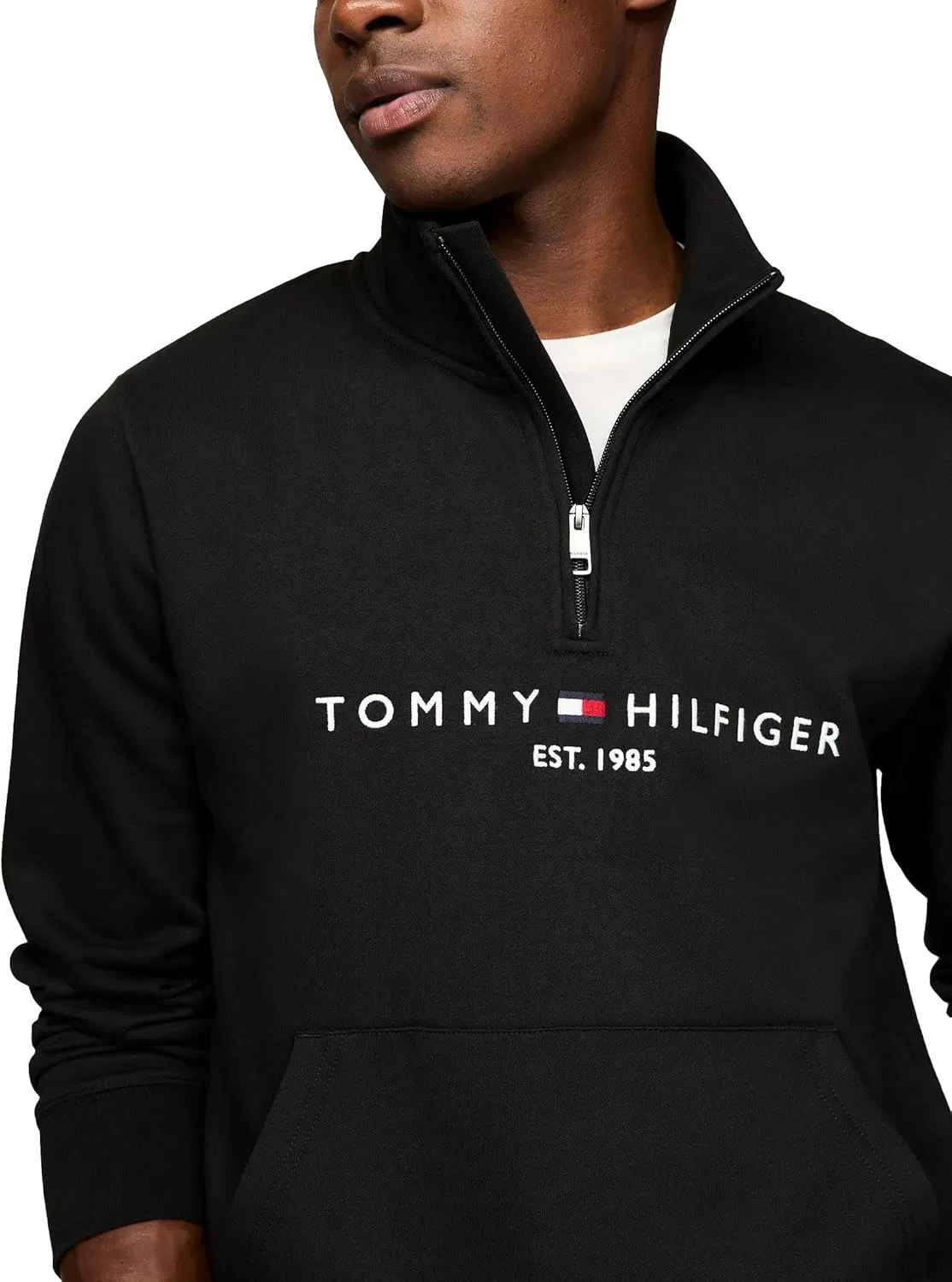 Свитшот Tommy Hilfiger Adaptive Quarter Zip With Extended Zipper Pull, черный — фото 3