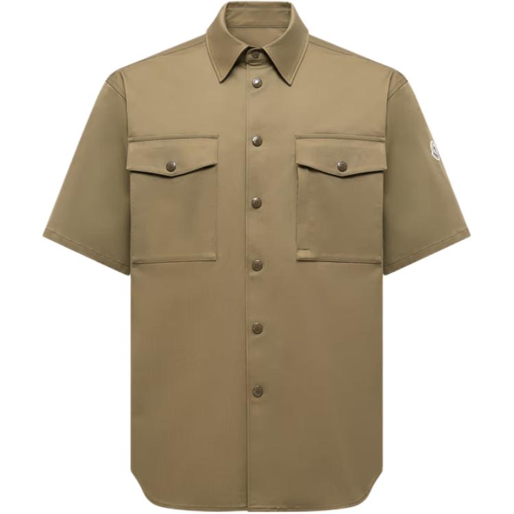 

Хлопковая габардиновая рубашка с коротким рукавом Moncler, оливковый