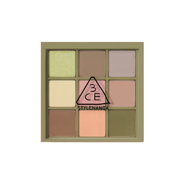 

Тени для век Nine Square Grids, легко растушевываются, естественный контуринг 3CE, #olive grove field green 8g