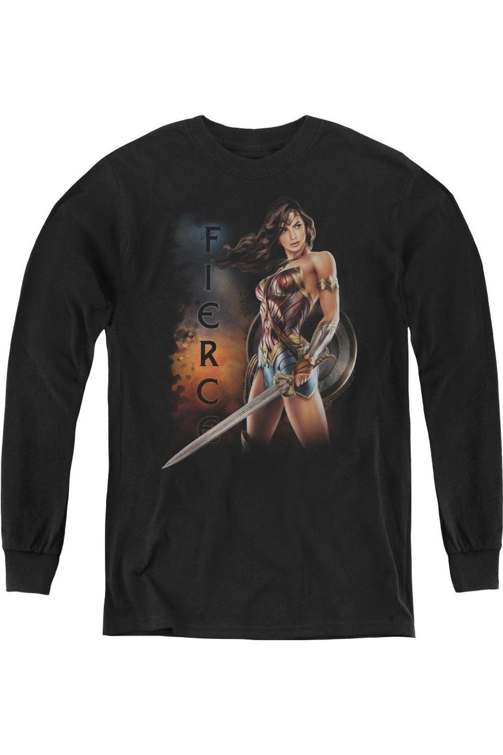

Футболка с длинным рукавом "Чудо-женщина" в молодежном стиле Gildan, черный