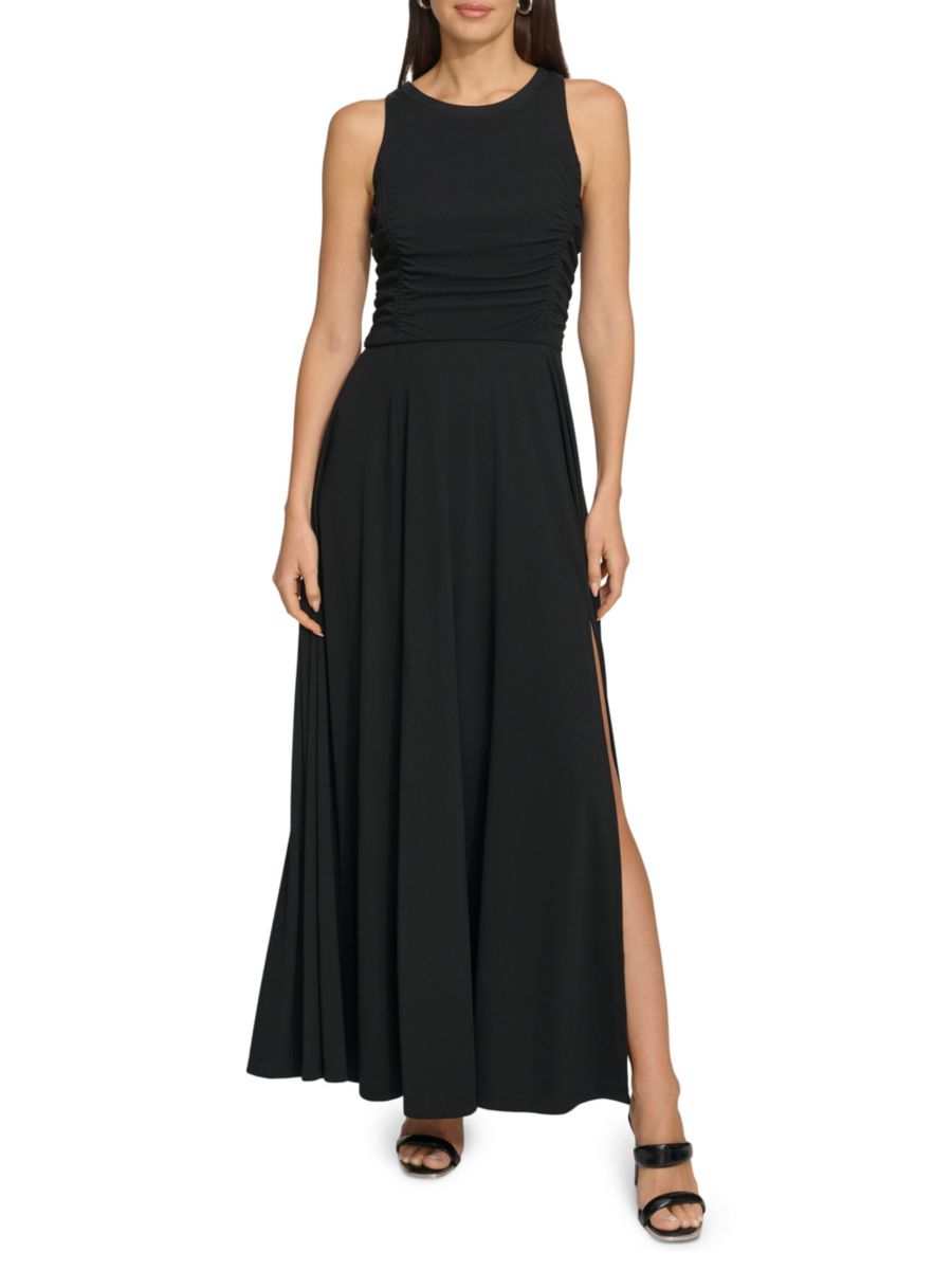 

Трикотажное платье макси без рукавов DKNY, черный