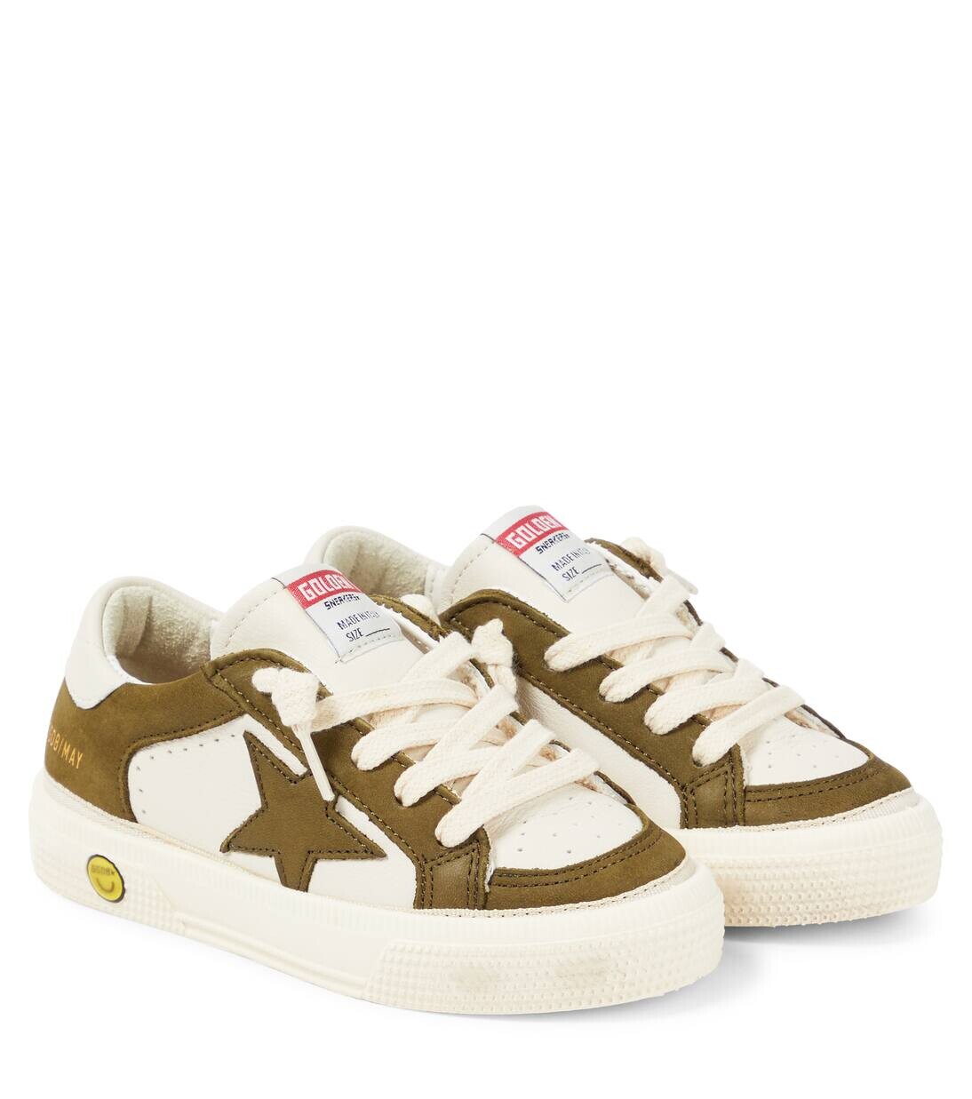 

Кроссовки из кожи May Golden Goose Kids, цвет optic white/green