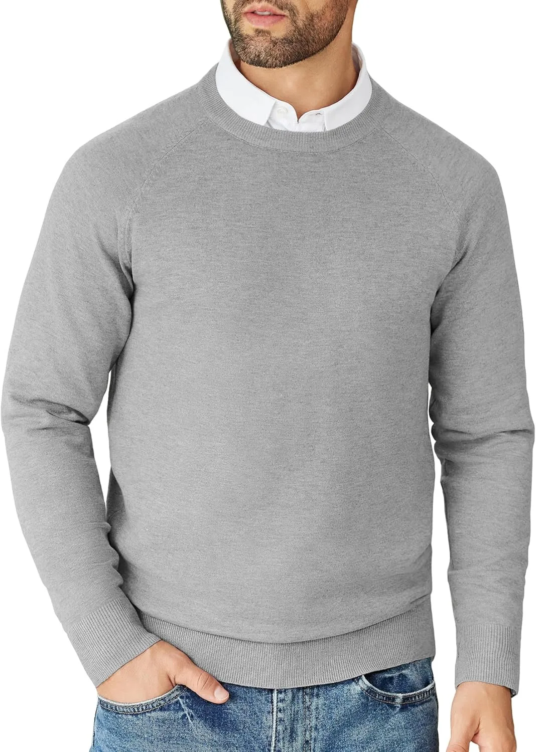 

COOFANDY мужской свитер с круглым вырезом Casual Dress Slim Fit легкий с длинным рукавом