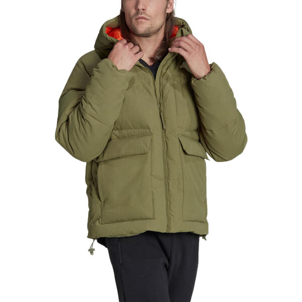 Пуховик adidas Solid Color Zipper Hooded Down Jacket Men's Green, зеленый — фото 3