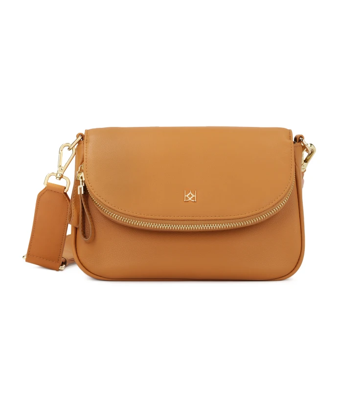 

Небольшая кожаная сумочка на широком ремешке Kazar, коричневый