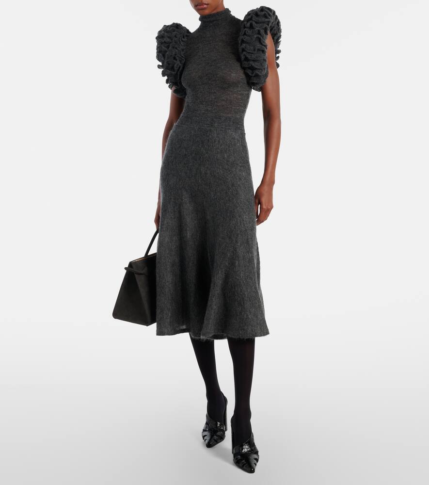 Миди-юбка из смесовой мохеры и шерсти Alaïa, Gris Chine — фото 2