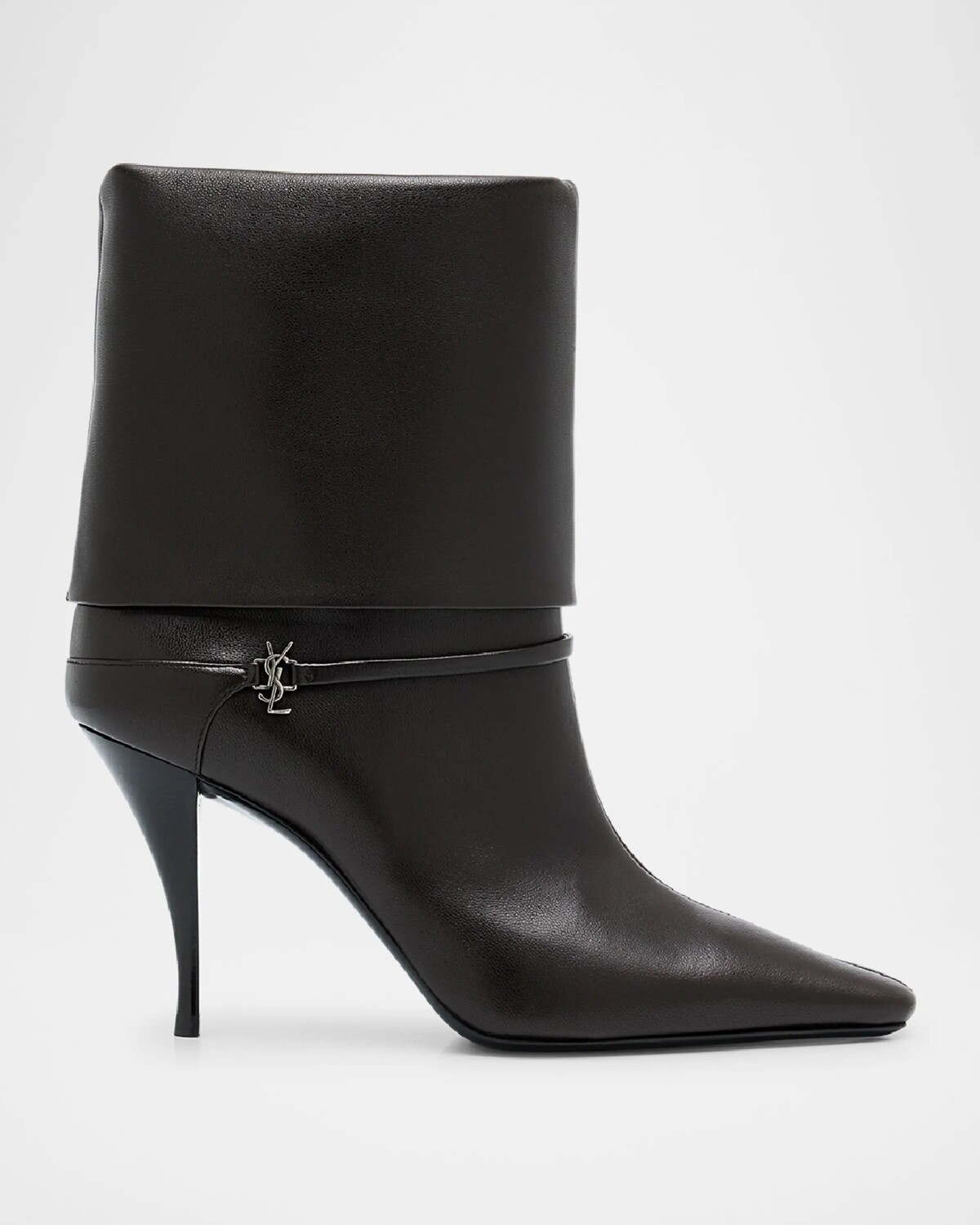 Кожаные ботильоны Niki YSL с пряжкой до щиколотки Saint Laurent, цвет Eagle Brown