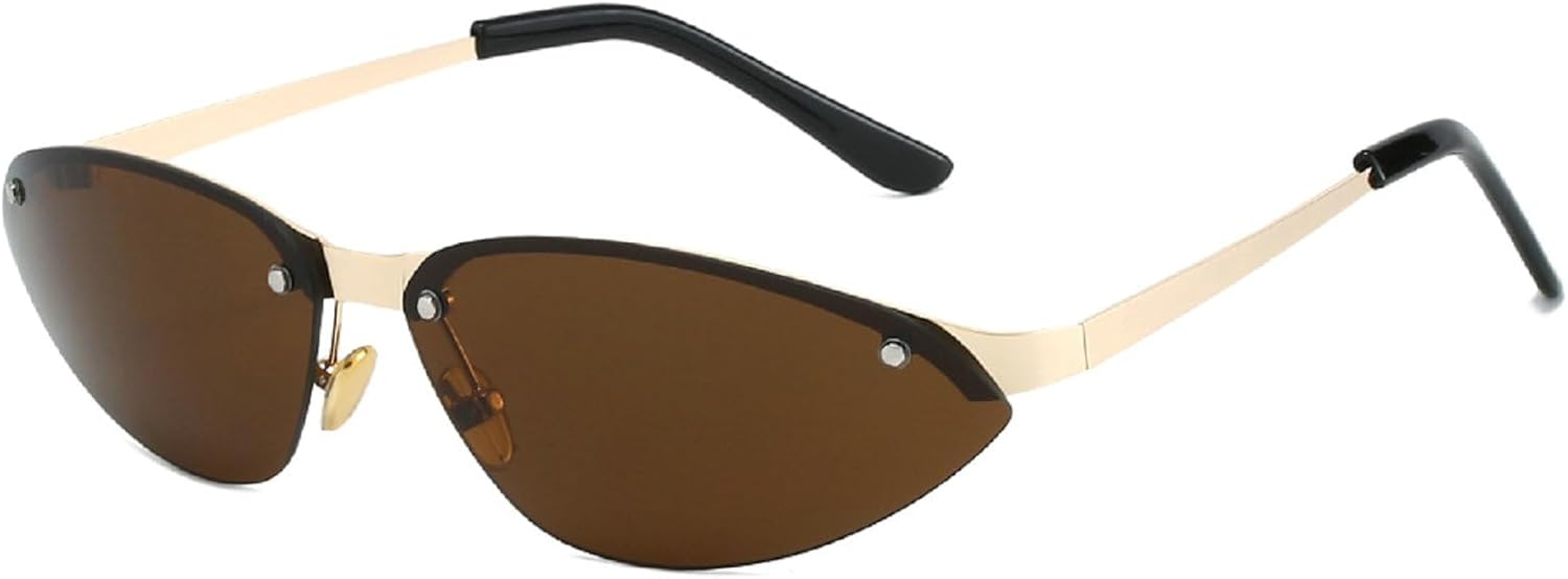 

Ретро-солнцезащитные очки «кошачий глаз» для женщин и мужчин, модные узкие очки с защитой от УФ-излучения UV400, полуободковые солнцезащитные очки для женщин mincl, C2