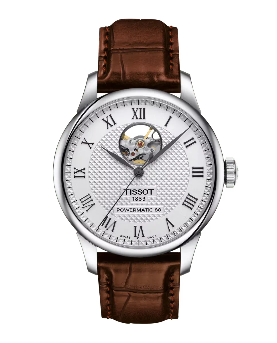 

Мужские часы коллекции Le Locle автоматические коричневые кожаные Tissot, коричневый