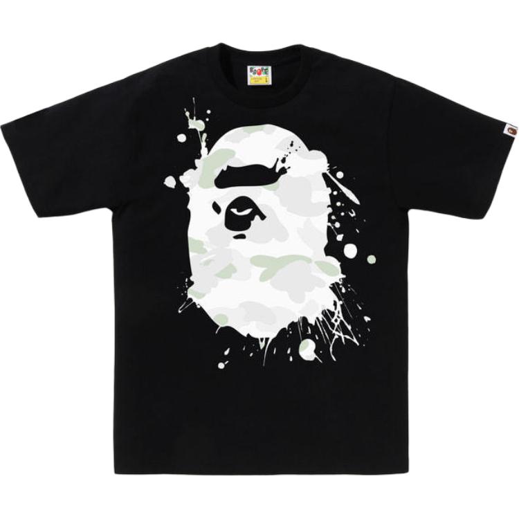 Футболка с камуфляжным принтом и брызгами краски A BATHING APE, белый — фото 2