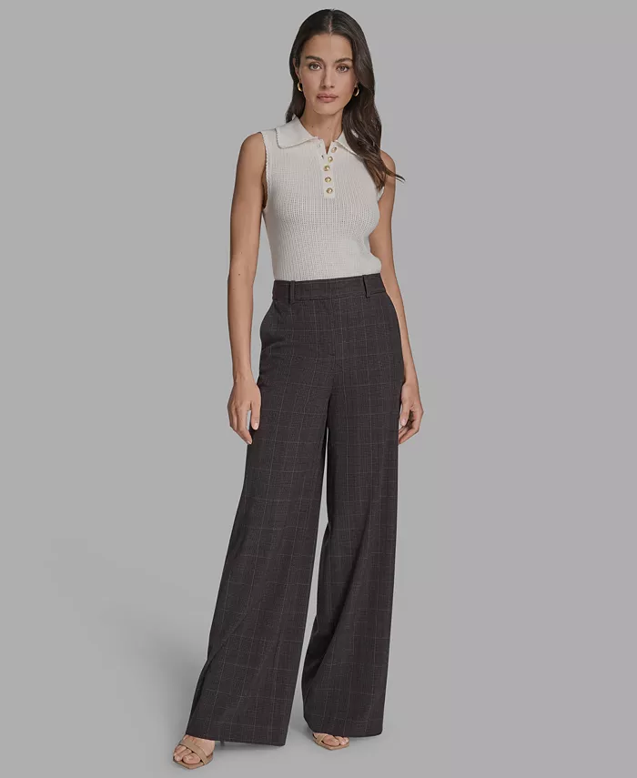 

Женские клетчатые брюки широкого кроя BCBG, коричневый