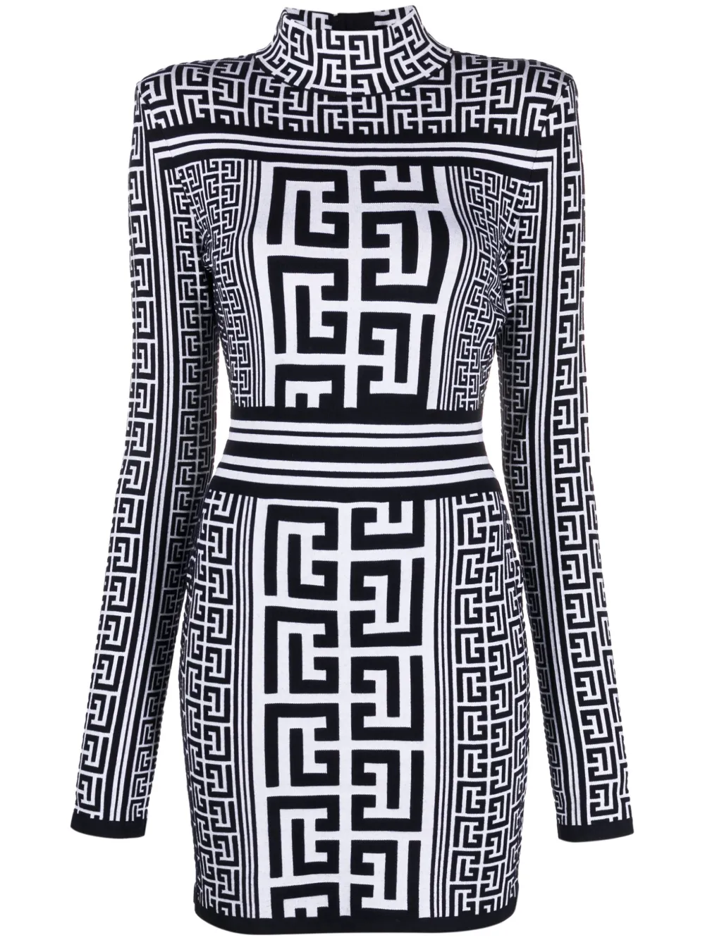 

Трикотажное платье мини с монограммой BALMAIN, белый