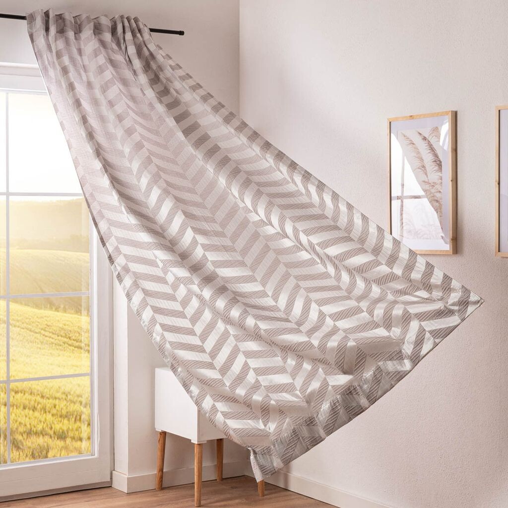 

Штора Willow Doubleface из двойной ткани шеврон бежевого цвета в различных размерах, размер штор 245 см (В) x 450 см (Ш). Schöner-Leben, бежевый