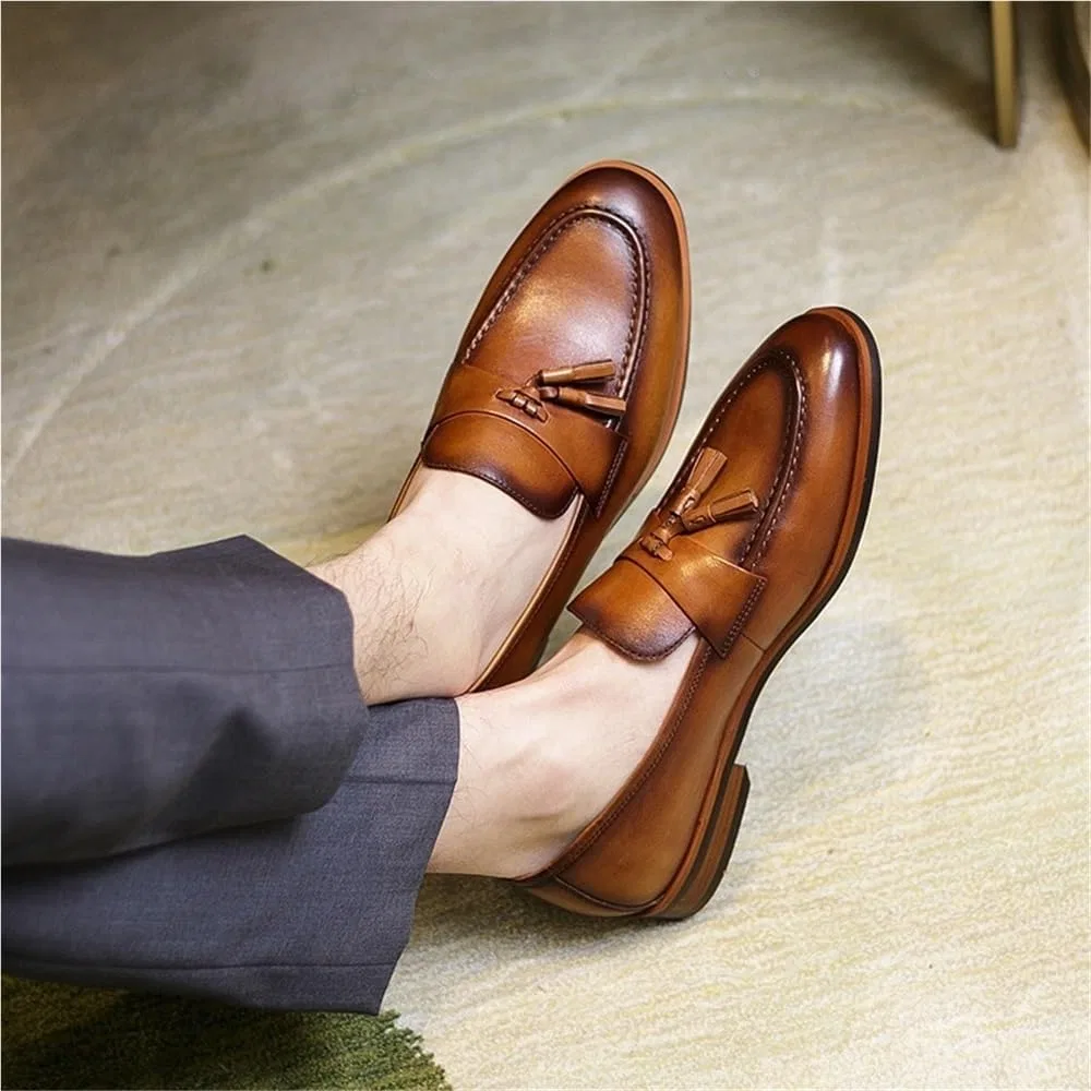 Лоферы мужские кожаные, Loafers & Slip-Ons, Yellow DHFIRUFSHLO — фото 2