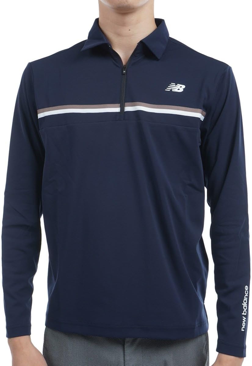 

Футболка-поло с длинным рукавом для гольфа New Balance (эластичная, в полоску) / Мужская / 012-4269005, темно-синий