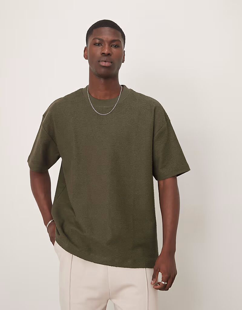 

ASOS DESIGN Premium свободная фактурная футболка зеленого цвета