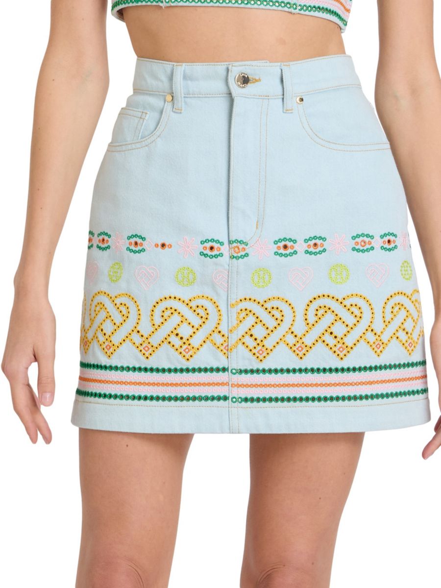 

Вышитая джинсовая мини-юбка Casablanca, синий