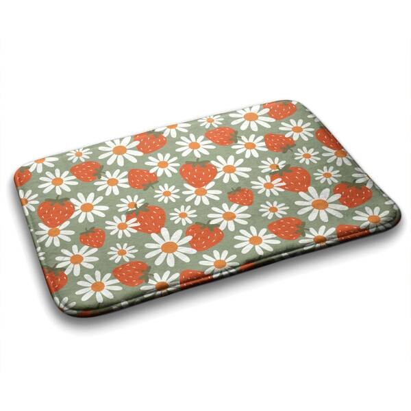 

Коврик для ванной Tulup Erdbeere Blumen, 75x1x75 см, красный