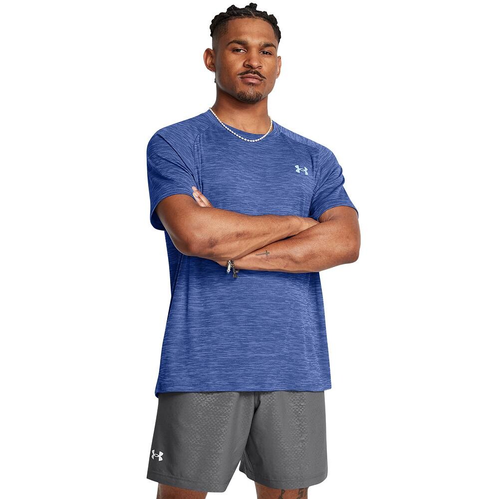 

Мужская текстурированная футболка с короткими рукавами Under Armour Tech, цвет Tech Blue