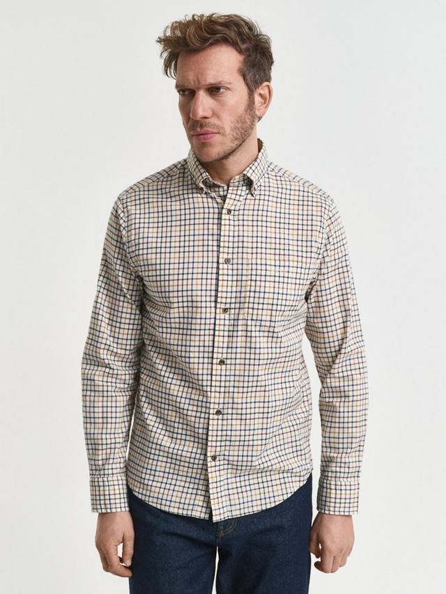 

Хлопковая рубашка Regular Fit в клетку GANT, Mahogany Brown