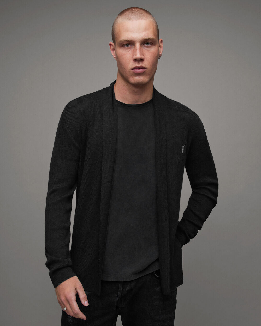 

Открытый кардиган Mode Merino AllSaints, черный