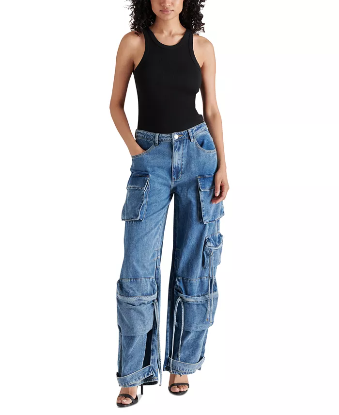 

Женские хлопковые карго-брюки Duo Denim Steve Madden, синий