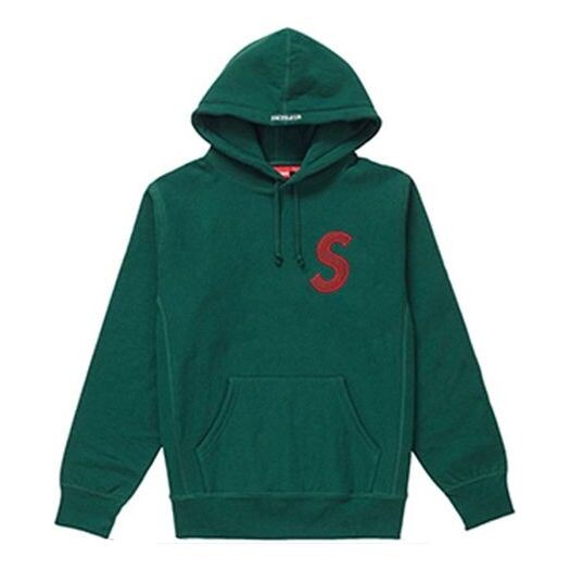 

Толстовка fw18 s logo hooded sweatshirt dark green logo Supreme, зеленый