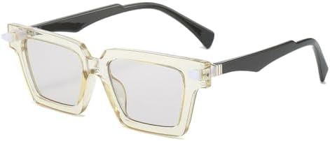 

Женские солнцезащитные очки 2026 Square Double Color в стиле ретро с заклепками, мужские солнцезащитные очки с градиентным эффектом "кошачий глаз" MTZJH, Yellow Light Gray