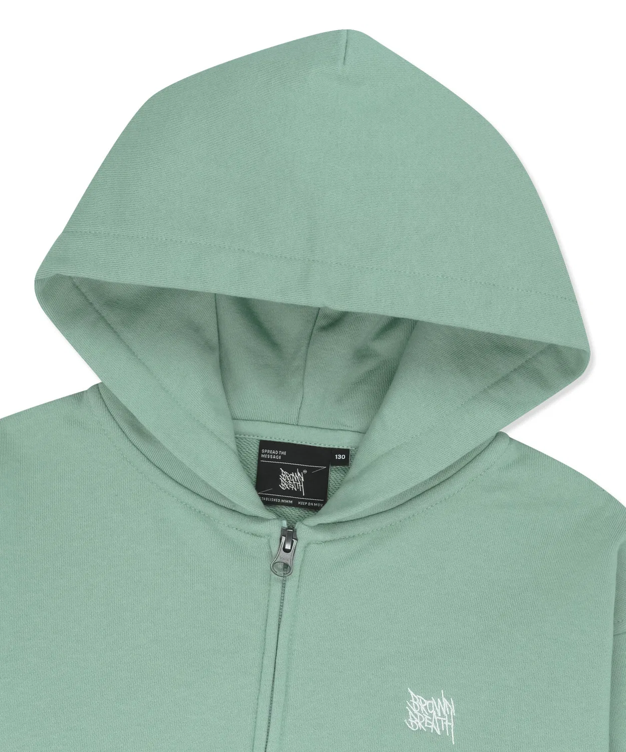 Детская толстовка на молнии с капюшоном Kids Tag Spray Hood мятного цвета от Brownbreath Kids — фото 4