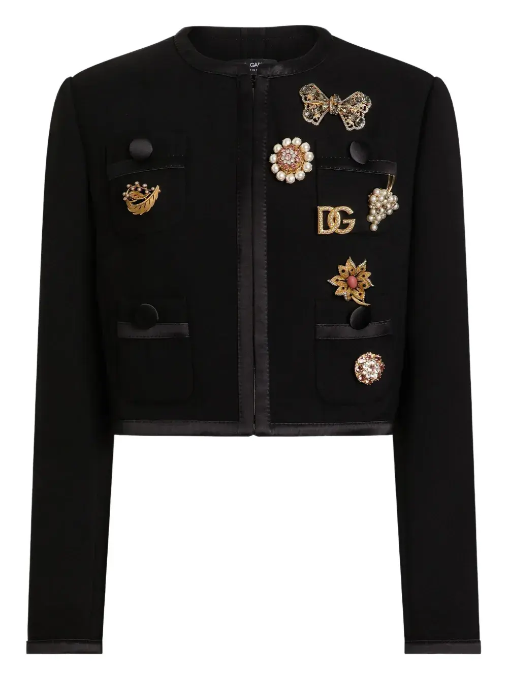 

Укороченный жакет с вышивкой DOLCE & GABBANA, черный