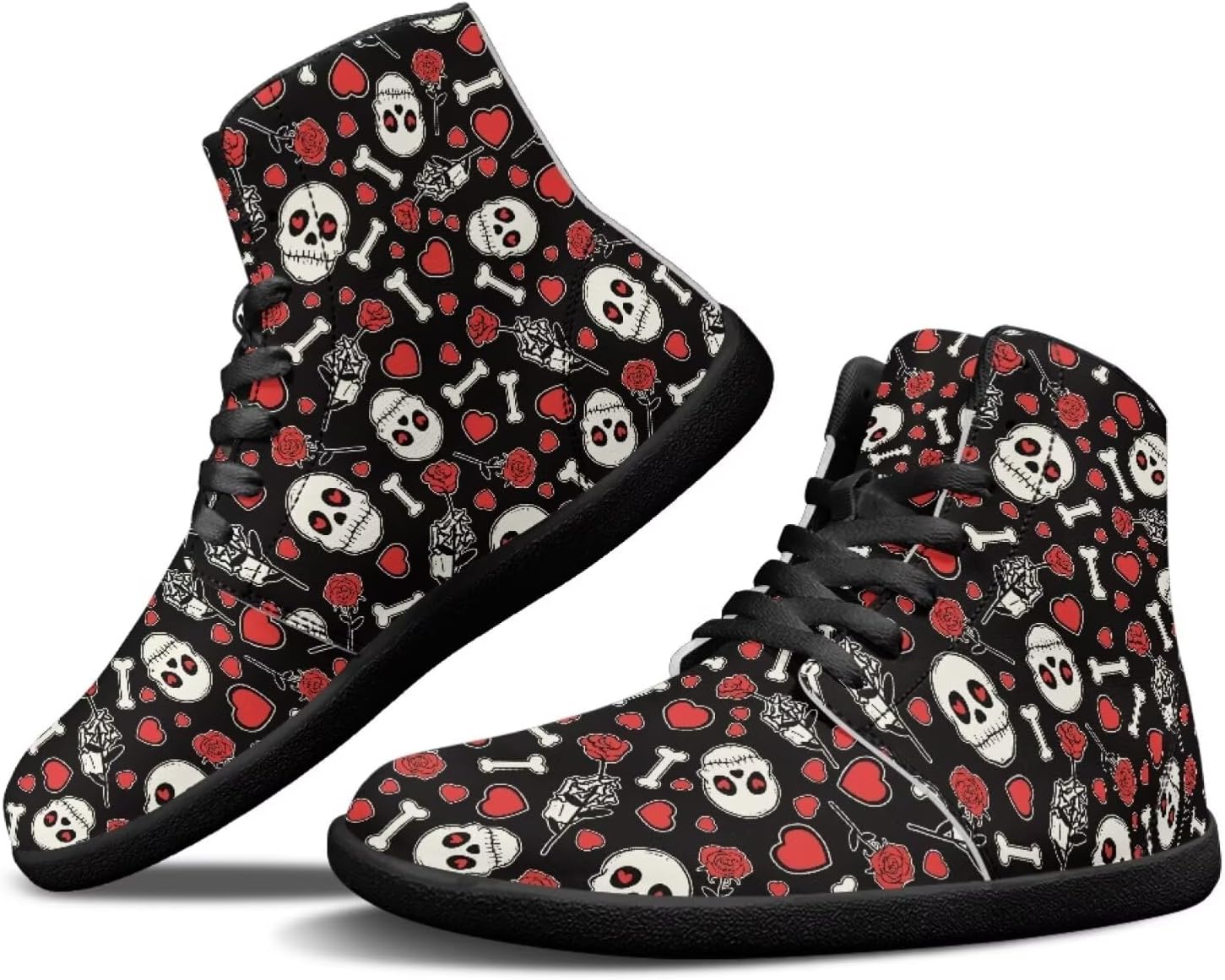 

Высокие кроссовки Binienty для мужчин и женщин, шнуровка, босоножки, модные кроссовки с широкой носочной частью, водные туфли, спортивная обувь для улицы, Skull Head Love Heart