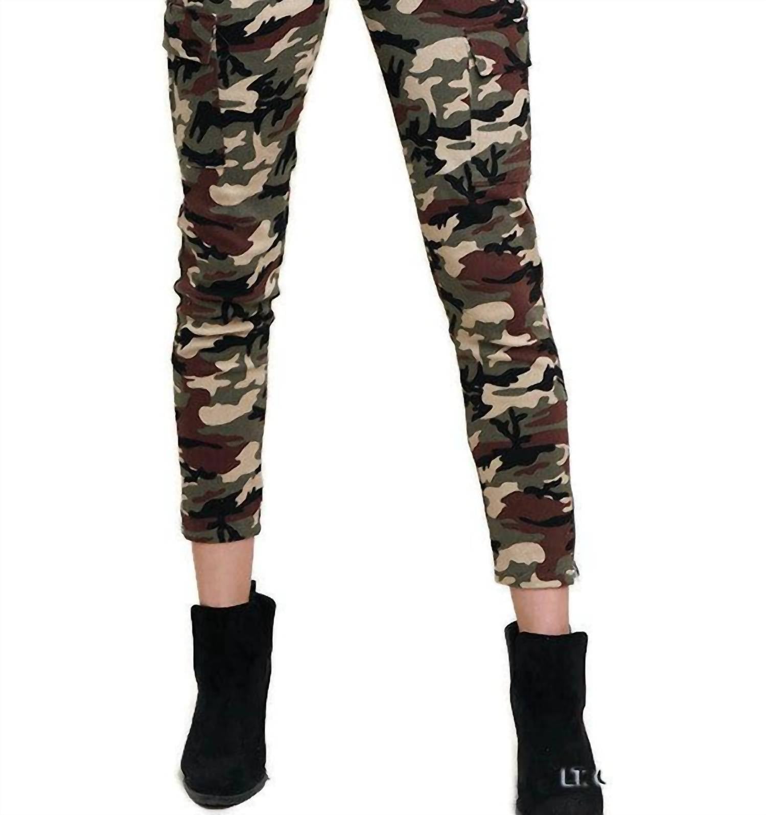 

Узкие брюки Camo High Waist Skinny Pant зеленого цвета umgee