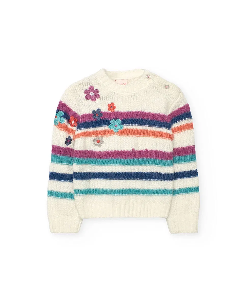 

Детский джемпер с полосатым принтом и круглым вырезом Boboli, мультиколор