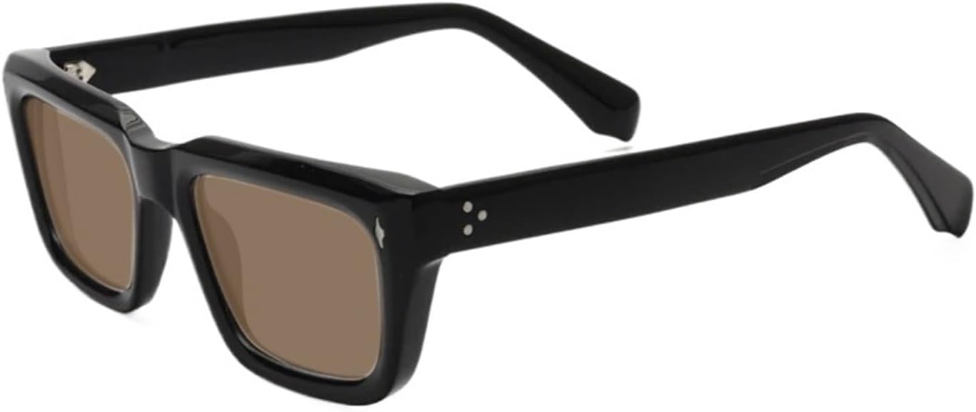 

Винтажные поляризованные ацетатные солнцезащитные очки для мужчин, ретро-дизайнерские солнцезащитные очки UV400, утолщенные солнцезащитные очки для женщин, ручная работа, роскошные очки QOGANS, Black Brown