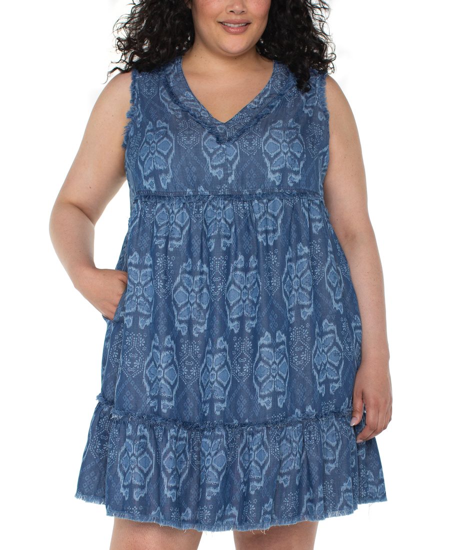 

Платье без рукавов с бахромой большого размера Liverpool Los Angeles, Tribal Allover